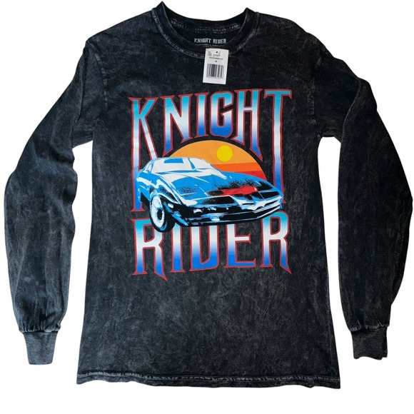 Knight Rider Kitt Graphic Tee Sz Medium LS Black Distressed Universal‎ studios - Picture 1 of 7